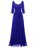 1 x RAW Customer Returns DRESSTELLS Women s Formal Dresses for Wedding Chiffon Maxi Bridesmaid Dresses Floor Length Dresses Plus Size Sleeves Cocktail Dress for Wedding Royal Blue 3XL - RRP €60.29