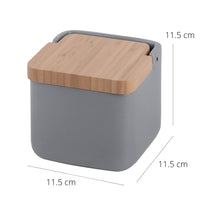 1 x RAW Customer Returns KOOK TIME ceramic salt jar with hinged lid made of environmentally friendly bamboo - practical salt pot and salt container for the kitchen, ceramic salt barrel with lid, ideal as a salt container - matt grey - RRP €20.16