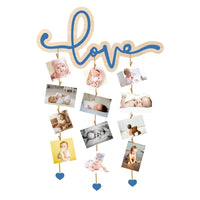 1 x RAW Customer Returns Pekiedo Photo Frame Wall Multiple Photo Hanger, Including Pegs and Wall Sticker, Personalized Photo Wall Decor with Clip Love  - RRP €14.65