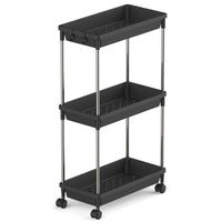 1 x RAW Customer Returns Lifewit 3-Tier Storage Cart, Shelf with Wheels, Slim Space-Saving Trolley for Laundry Kitchen Bathroom Narrow Spaces, 39x20x70cm, Easy to Assemble, Black - RRP €21.08