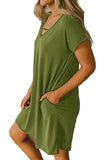 1 x RAW Customer Returns JayscreateEU women s dress summer dress tunic dress T-shirt dress knee-length dress A-line short sleeve dress casual dress V-neck dress with pockets beach dress maternity dress, green, M - RRP €28.99