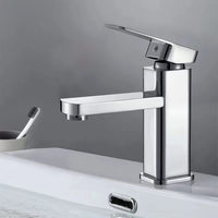 1 x RAW Customer Returns SOLVEX bathroom faucet, square single lever mixer washbasin, bathroom faucet, bathroom faucet high spout, bathroom fitting washbasin, mixer tap for washbasin, stainless steel chrome-plated, SP-10041 - RRP €31.25