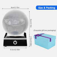 1 x RAW Customer Returns Crystal Ball 3D Solar System 8cm 3.15inch Planet Model Globe LED Light Base Home Decoration Ornament Astronomy Christmas Educational Gifts Solar System Black Base, 8cm  - RRP €39.31