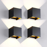 1 x RAW Customer Returns FUPE 4 Pieces Wall Light Outdoor Indoor Wall Lamp LED Exterior Wall Lights IP65 Waterproof Modern Black 6W 4000K Natural Light Wall Light Square Aluminum Beam Angle Adjustable - RRP €84.99