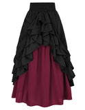 1 x RAW Customer Returns SCARLET DARKNESS Women s Renaissance Maxi Skirt High Waist Double Layer Ruffle Hem Formal Skirts Black and Red S - RRP €36.86