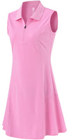 1 x RAW Customer Returns MoFiz Summer Polo Dress Work Sleeveless Sports Dress Tenis Golf Dress with Zip for Women Pink S - RRP €30.02