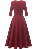 1 x RAW Customer Returns DRESSTELLS Women s Elegant Cocktail Dresses Midi Length Evening Dresses Festive Party Dresses Round Neck Rockability Cocktai Dress Vintage Retro Dress Raspberry S - RRP €45.99