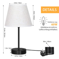 1 x RAW Customer Returns LIANTRAL Bedside Lamps Set of 2, LED Table Lamp Desk Lamp Metal Base Linen Lampshade, Modern Table Lamp for Bedroom, Living Room, Dorm - RRP €42.64