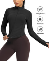 1 x RAW Customer Returns QUEENIEKE women s running jacket, breathable and lightweight sports jacket, long-sleeved defining jacket with thumb hole for fitness, training jacket, jacket black S - RRP €33.99