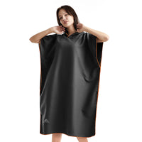 1 x RAW Customer Returns flintronic towel poncho, 110 80cm microfiber surf poncho, quick dry bath poncho, long changing aid with hood for men and women, ideal poncho towel for the beach, surf, surfing, sauna, black - RRP €15.12