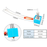 1 x RAW Customer Returns HzdaDeve 3D Printer Extruder Kit Hot End for Anycubi Kobra V5 J Head Print Head with Silicone Sock 0.4mm Nozzle Compatible with Heating Cartridge 24V 40W Thermistor NTC 100K - RRP €16.75