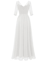 1 x RAW Customer Returns DRESSTELLS Women s Elegant Chiffon Evening Dresses V-Neck Lace Bridesmaid Dresses Ball Gown White 3XL - RRP €66.99