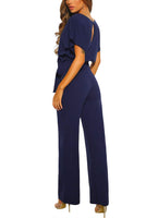 1 x Brand New Happy Sailed Women s Long Sleeve O-Neck Elegant Long Jumpsuit Overall Trouser Suit Playsuit Romper S-XL, blue, X-Large EU48-50  - RRP €50.41