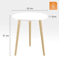 1 x RAW Customer Returns APICIZON side table, coffee table round 42 cm, height 51 cm, sofa table with solid wood legs, Scandinavian style, bedside table wood for living room, bedroom, natural white - RRP €37.37