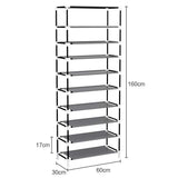 2 x RAW Customer Returns ACCSTORE YAYI Tall Shoe Rack 9-tier shoe rack holds up to 27 pairs of shoes with non-woven fabric cover, gray - RRP €32.26