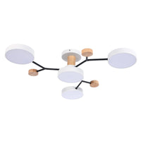 1 x RAW Customer Returns Schindora 4 Heads LED Ceiling Light, 36W Cold White 6000K, Wood Decor Ceiling Chandelier 66cm for Living Room Kitchen Dining Room Home Office Children s Room - RRP €51.3