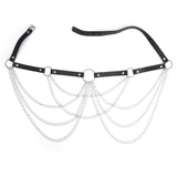 7 x Brand New Flovel Punk Leather Waist Chain Black Layered Body Chains Rave Nightclub Belly Chain Jewelery for Women and Girls - RRP €69.93