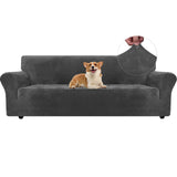 1 x RAW Customer Returns Ystyle Sofa Cover Velvet 4 Seater, Stretch Sofa Cover, Sofa Protector Non-Slip, Elastic Sofa Cover, Sofa Cover with Armrests, Cover Sofa Sofa Protector Cat Couch Protector Sofa Blankets, Grey - RRP €39.66