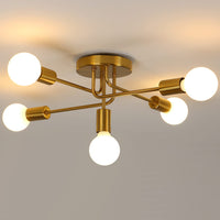 1 x RAW Customer Returns AUA Chandelier Industrial Ceiling Light, 5 Lights E27 Metal Ceiling Lighting, Gold Ceiling Light, Retro Ceiling Lamp for Living Room Kitchen Dining Room Bedroom - RRP €28.67