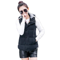 2 x RAW Customer Returns Inlefen Women s Detachable Hood Quilted Buttons Padded Vest Waterproof Sleeveless Bodywarmer Coat with Zipper Black-5XL  - RRP €47.98