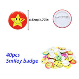 1 x RAW Customer Returns 40-piece set of smiley badges 4.5 cm round button pins smiley pins badges smile face badges metal buttons smiley round button pins smiley pins badges suitable for clothing, bag decoration - RRP €10.07