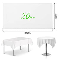 1 x RAW Customer Returns Luriseminger 20 pieces disposable tablecloth, waterproof table cover made of nonwoven fabrics with PE film, disposable table cover, white tablecloths for weddings, parties, birthdays 150 x 240 cm  - RRP €37.99