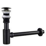 1 x RAW Customer Returns KINKIBOS design siphon with pop-up valve drain fitting for washbasin, siphon 1 1 4 inch made of brass drain fitting drain for bathroom, odor trap including seals, black retro - RRP €44.36