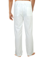 1 x RAW Customer Returns LVCBL White Linen Trousers Men s Plain Classic Trousers Elastic Waistband Summer Beach Weight White 3XL - RRP €26.98