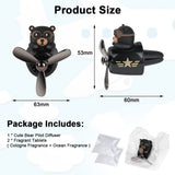 1 x RAW Customer Returns URAQT Car Diffuser, Cartoon Bear Pilot Car Air Freshener Automotive Air Outlet Fan Freshener Vent Clips Car Interior Decoration Accessories Car Perfume Diffuser With 2 x Aromatherapy Tablets Black - RRP €16.99