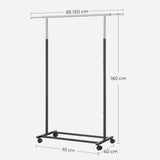 1 x RAW Customer Returns SONGMICS Coat Rack Stand, Clothes Rack with Wheels, Load Capacity 25 kg, Extendable, Silver and Black HSR101B01 - RRP €32.99