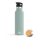 1 x RAW Customer Returns Daikoku Bottle, Double Wall Stainless Steel Thermal Bottle, Thermos Keeps Drinks Cold or Hot for Hours, Two Caps, Pastel Green Color, 500 ML - RRP €17.69