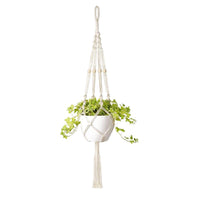 1 x RAW Customer Returns VIERSHU Macrame Hanging Basket Boho Decorative Cotton Rope Hanging Flower Pot with Beads Tassels Braided Plant Hanger for Indoor Outdoor Balcony Garden Decoration - RRP €9.06