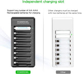 1 x RAW Customer Returns Powerowl battery charger with AAA battery 1000mah 8 pieces, AA battery charger 8 slot micro-USB connection universal battery charger for NI-MH NI-CD AA AAA rechargeable batteries - RRP €21.99