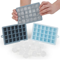 1 x RAW Customer Returns Blumtal 2x24 silicone ice cube tray cube 2.6cm - ice cube container cube size M, BPA free, easy to remove ice cubes, Grey Blue - Light Blue - RRP €10.34