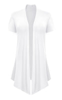 1 x RAW Customer Returns Women s Short Sleeve Draped Soft Cardigan Solid Lightweight Cardigan XL, White  - RRP €22.87