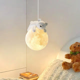 1 x RAW Customer Returns GUANSHAN Sleeping Bear Moon Pendant Light 3D Moon Pendant Light Bedside Ceiling Lamp Creative Moon Hanging Light Decorative Chandelier For Bedroom, Children s Room - RRP €29.99