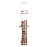 1 x RAW Customer Returns MIXXIDEA Outdoor Metal Tube Bird Feeder Hanging Bird Feeder for Wild Birds 6 Ports Hanging Bird Feeder Station Attracts Birds in Garden Balcony - Antique Copper - 1 Pack - RRP €19.15