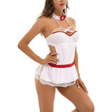 1 x Brand New HOTSO Women s Lingerie Nurse Costume, Straps Hollow Out Lingerie Babydolls Night Dress Sizes Lingerie Set Cosplay Uniforms Lace Teddy for Woman Girl Adult Costume L-XL  - RRP €19.2