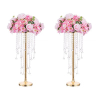 1 x Brand New Tall Vases Wedding Centerpieces for Tables - 10pcs Golden Flower Vase with Chandelier Crystal Topper Table Decoration Inweder 100cm Tall Metal Flower Stand for Wedding Parties at Home - RRP €236.62