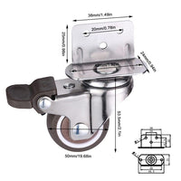 1 x RAW Customer Returns Pack of 4 transport castors, small swivel castors for furniture, 50 mm furniture castors, swivel castors with brake, L-mounting plate, 360 rotatable, heavy-duty castors for flower stands, cribs, furniture - RRP €21.99