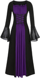 1 x RAW Customer Returns Gothic Cosplay Women s Long Sleeve Long Dress for Theme Parties or Halloween Medieval Contrast Colors Steampunk Costume Pirate Dress Victorian Festive Cocktail Dress Carnival Costume Purple, XL  - RRP €28.13