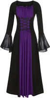 1 x RAW Customer Returns LATH.PIN Women s Medieval Renaissance Dress Vintage Gothic Dress with Lacing Corset and Flared Sleeves Halloween Dresses A-line Style Swing Gothic Dress, Black Purple, XXL - RRP €28.98