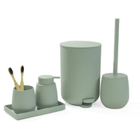 1 x RAW Customer Returns AJEUNGAIN Modern Bathroom Set Green, Decorative Bathroom Equipment Sets Organizer, Bathroom Set Trash can Toilet brush Soap dispenser and toothbrush cup tray Green  - RRP €58.48