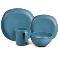 1 x RAW Customer Returns Greentainer plastic tableware sets Light and unbreakable complete set, plate set, bowls, cups, table service for 4 people, ideal for children adults, reusable - RRP €41.99