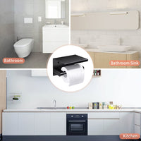 1 x RAW Customer Returns Sunvito toilet paper holder without drilling, toilet paper holder with shelf, self-adhesive toilet roll holder, SUS304 stainless steel toilet paper holder, wall-mounted roll holder for bathroom, toilet, kitchen - RRP €11.28