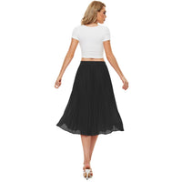 1 x RAW Customer Returns Durio Midi Skirt Women s Pleated Skirt Pleated Women s Skirt Lightweight Casual Skirt Chiffon Skirts A-Line Black 42 Tag Size XL  - RRP €31.25