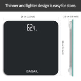 1 x RAW Customer Returns BAGAIL Digital Bathroom Scale, with High Precision Sensors and Tempered Glass, Ultrathin, for the Bathroom, Weight in stone kg lbs - 15 year warranty - RRP €27.48