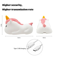 32 x Brand New Unicorn Night Light for Children, Portable Rechargeable LED, Small Baby Breastfeeding Bedroom Lamp, Baby Kawaii Deco USB Bedside, Touch Gift Birth Travel Boy Girl 14 Colors Pink  - RRP €614.4