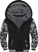 1 x RAW Customer Returns LLdress Hoodie Boys Hooded Sweater with Zipper Fleece Jacket Warm Contrast Colors Hooded Jacket Casual Winter Sweat Jacket with Hood Hooded Jacket Pullover for Children 054-Camouflage gray-XL  - RRP €48.4