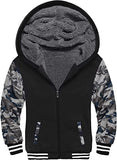 1 x RAW Customer Returns LLdress Hoodie Boys Hooded Sweater with Zipper Fleece Jacket Warm Contrast Colors Hooded Jacket Casual Winter Sweat Jacket with Hood Hooded Jacket Pullover for Children 054-Camouflage gray-XL  - RRP €48.4